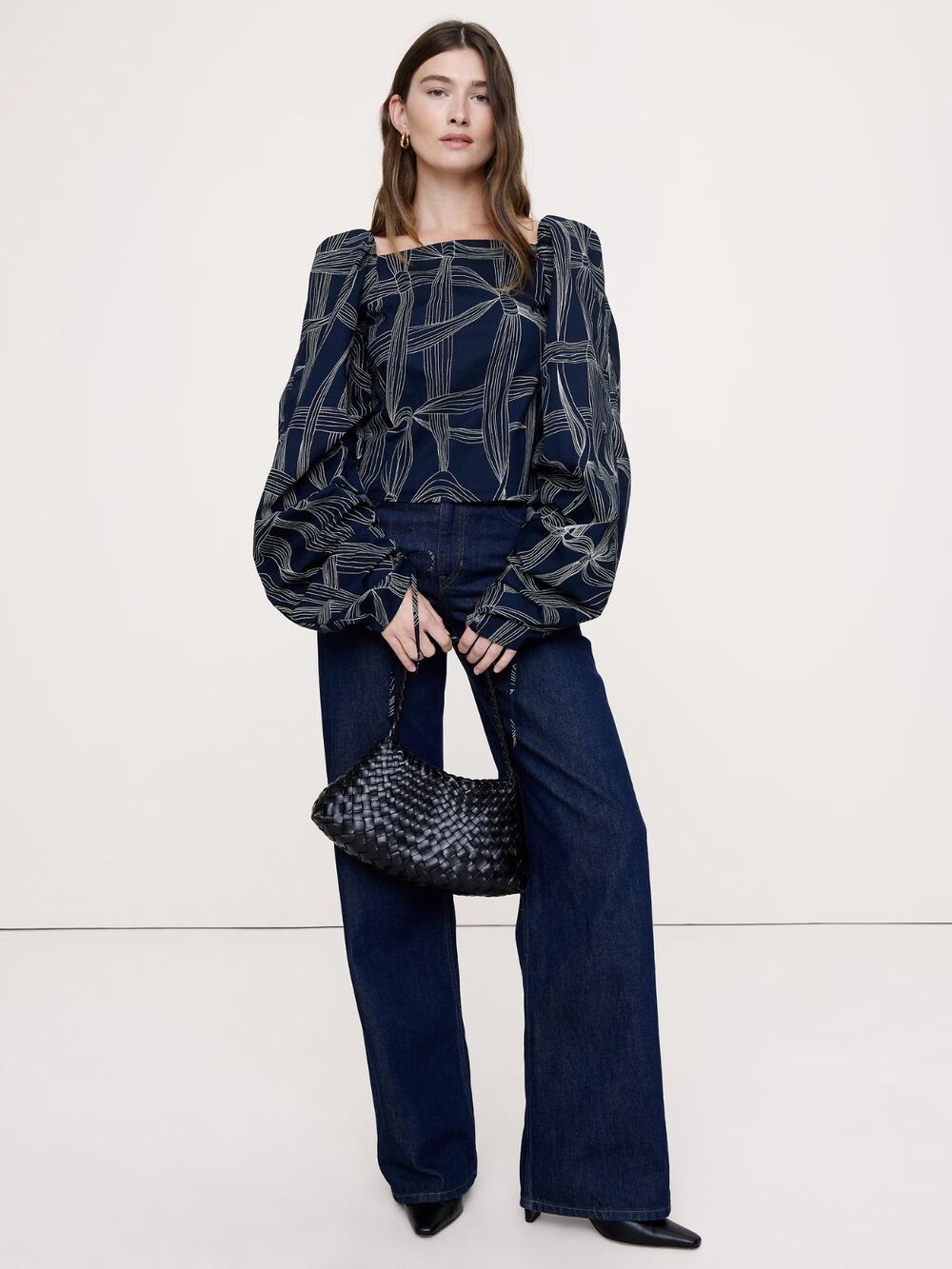 Banana Republic Off Shoulder Puff Sleeve Crop Top XS NWT $120 MSRP